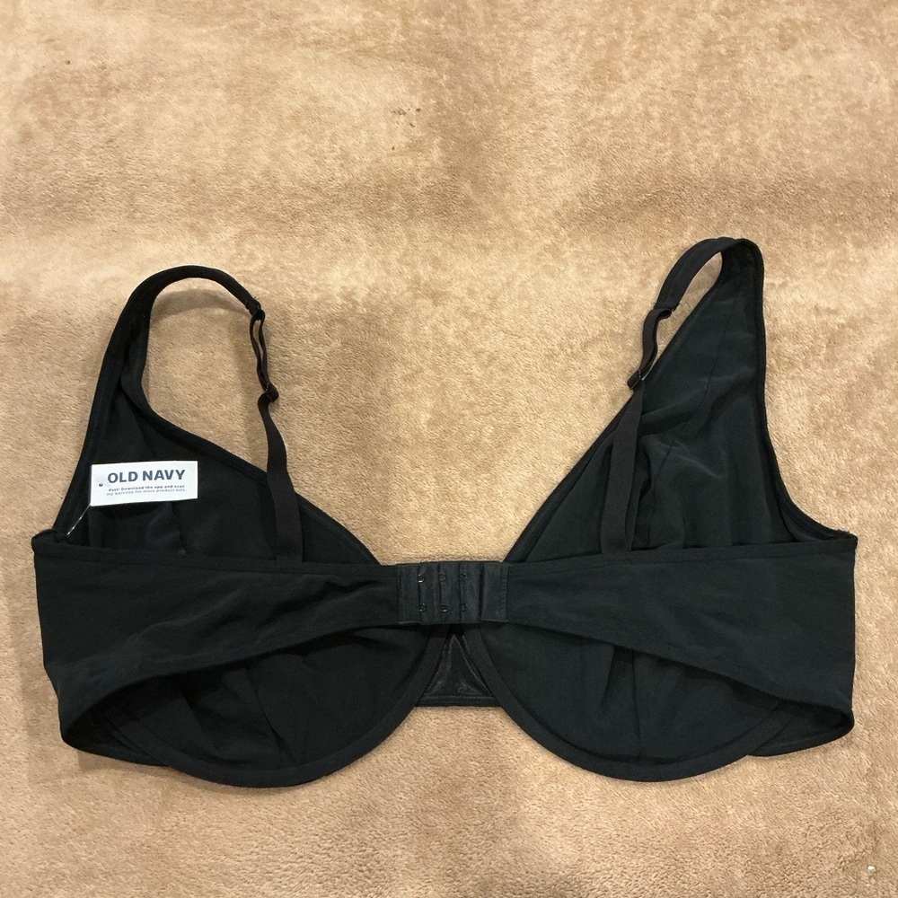 Old Navy Black Mesh Unlined Underwire Plunge Bra 2LM14.5 - Picture 3 of 4